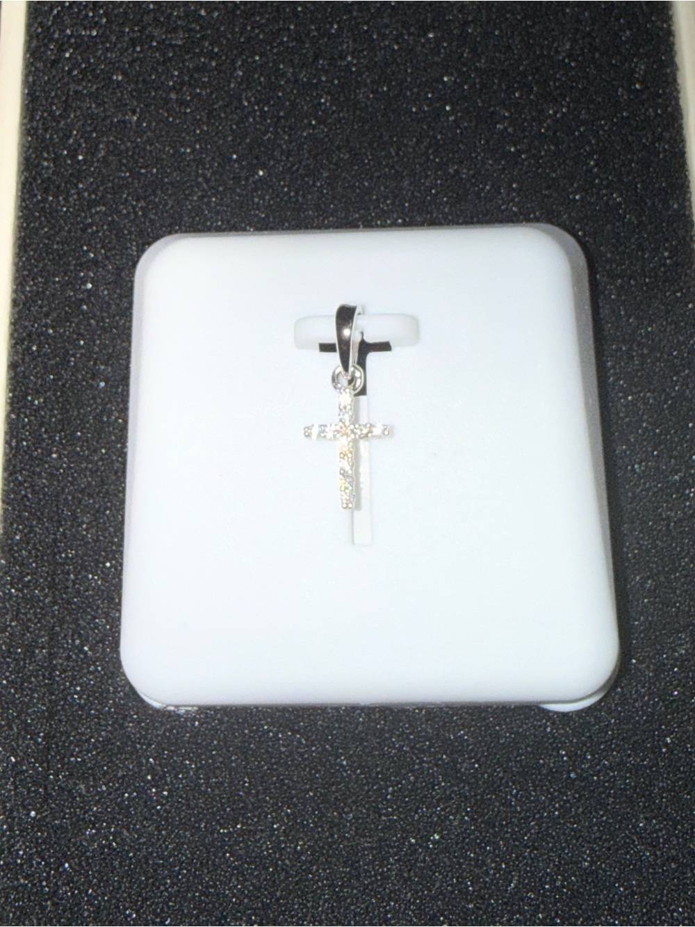 Moissanite small cross pendant or charm 925 silver